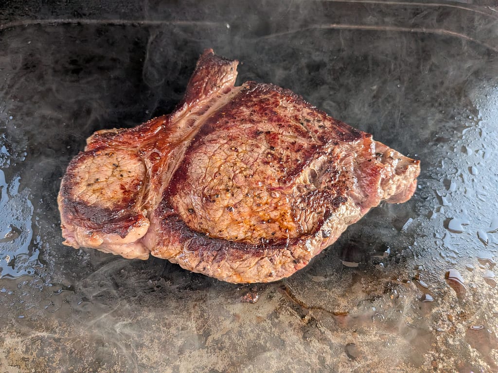 Searing the steak
