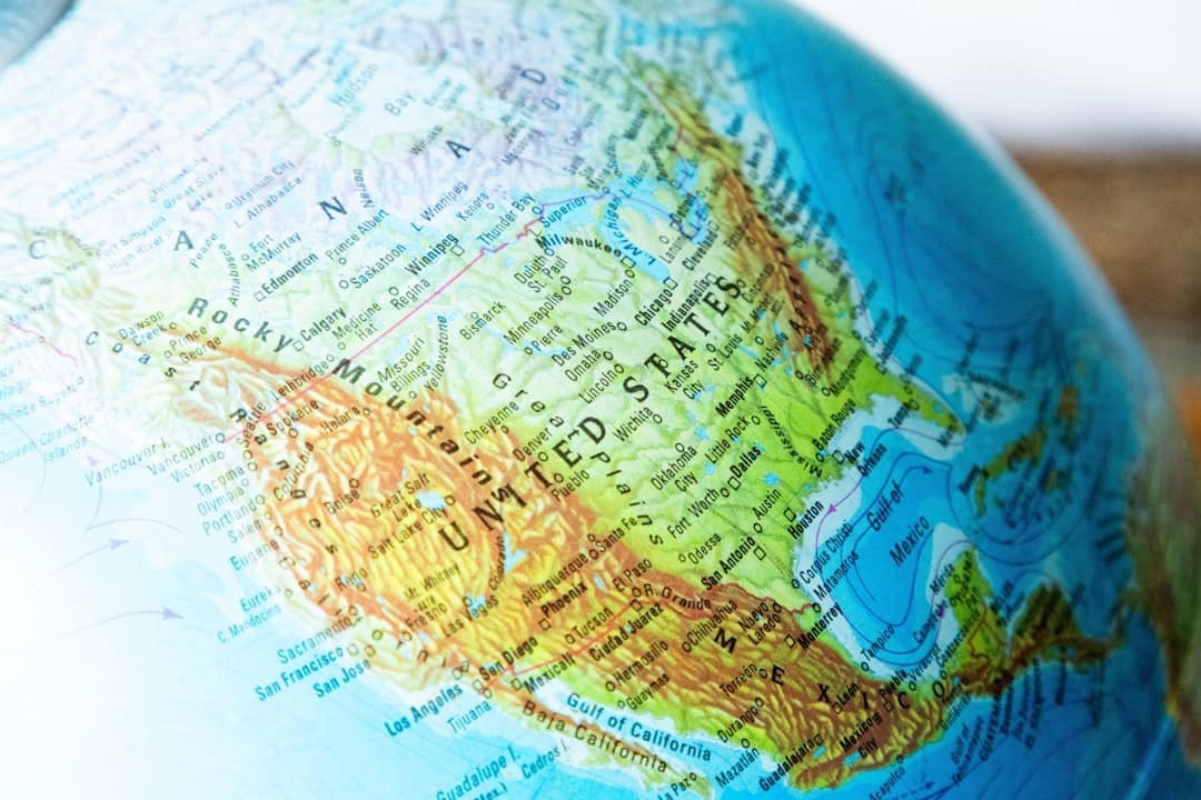 North American on the globe